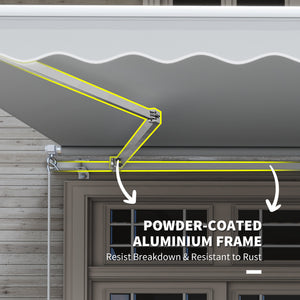 Outsunny 12' x 8' Retractable Awning Patio Awnings Sun Shade Shelter with Manual Crank Handle, 280g/m² UV & Water-Resistant Fabric and Aluminum Frame for Deck, Balcony, Yard, Light gray