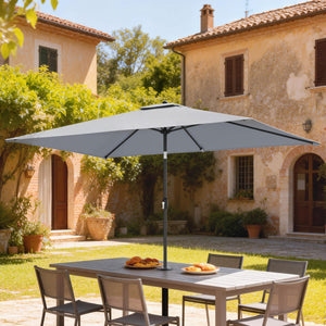 3x2m Garden Parasol, Parasol Umbrella with Crank Handle, Tilt Function, Polyester Canopy, Outdoor Table Umbrella for Patio, Garden, Light Grey