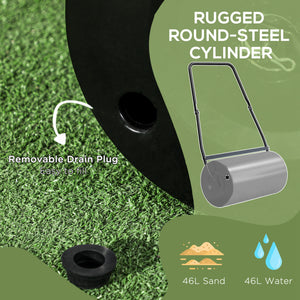 Outsunny 46L Lawn Roller, Push/Tow Behind Sod Roller with U Shaped Handle, Water Filled Yard Roller for Garden, Lawn, Backyard