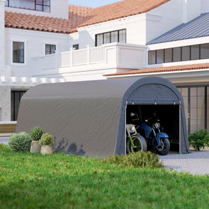 10' x 20' Portable Shed, Waterproof Motorcycle Bike Tent with Roll-up Zipper Door, Galvanised Steel Frame, Outdoor Storage Shed for Garden Tools, Dark Grey