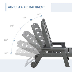 Outsunny Outdoor Chaise Lounge Chair, Waterproof Pool Furniture with Reclining Adjustable Backrest & Wheels for Beach, Tanning, Poolside, Patio, Light Gray