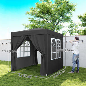 6.6'x6.6' Pop Up Canopy Tent with Sidewalls, Instant Sun Shelter Camping Gazebo with Carry Bag, for Outdoor, Garden, Patio, Black