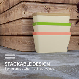 3 Pack Self Watering Planter Box, 10.5 Inch Outdoor Flower Pots with Water Level Indicator, Plastic Planter Pots for Herbs, Vegetables, Flowers, Succulents Plants