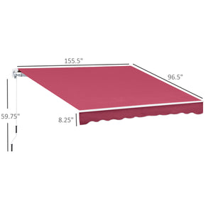 Outsunny 13' x 8' Retractable Awning, Patio Awnings, Sunshade Shelter w/ Manual Crank Handle, UV & Water-Resistant Fabric and Aluminum Frame for Deck, Balcony, Yard, Wine Red