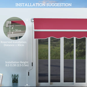 Outsunny 13' x 8' Retractable Awning, Patio Awnings, Sunshade Shelter w/ Manual Crank Handle, UV & Water-Resistant Fabric and Aluminum Frame for Deck, Balcony, Yard, Wine Red