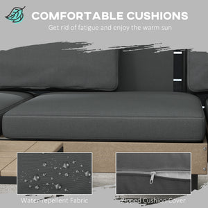 3 Pieces Garden Furniture Set, L Shaped 4 Seater Corner Sofa Set with Table and Cushions, HDPE, Outdoor Patio Sofa Set for Patio, Grey