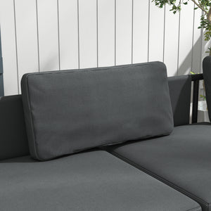 3 Pieces Garden Furniture Set, L Shaped 4 Seater Corner Sofa Set with Table and Cushions, HDPE, Outdoor Patio Sofa Set for Patio, Grey