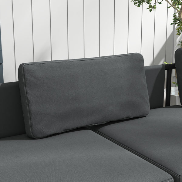 3 Pieces Garden Furniture Set, L Shaped 4 Seater Corner Sofa Set with Table and Cushions, HDPE, Outdoor Patio Sofa Set for Patio, Grey