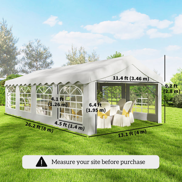 13'x26' Heavy Duty Large Party Tent & Carport with Removable Sidewalls, Windows, Portable Garage Canopy Tent, Sun Shade Shelter for Parties Wedding Outdoor Events, White