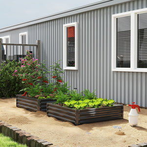 4' x 4' x 1' Raised Garden Bed Galvanized Steel Planter Box for Vegetables, Flowers, Herbs, Black