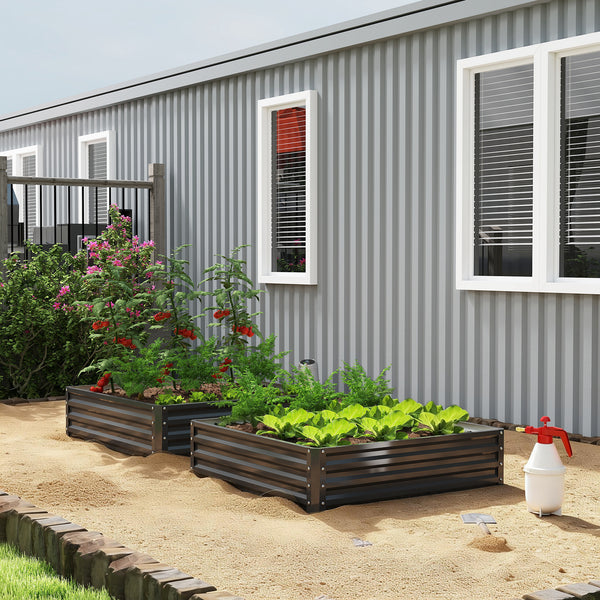 4' x 4' x 1' Raised Garden Bed Galvanized Steel Planter Box for Vegetables, Flowers, Herbs, Black