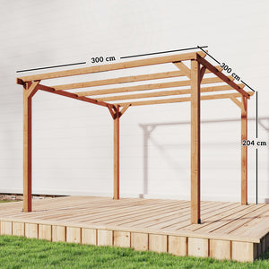 3 x 3 m Wooden Pergola Kit, Garden Pergola Gazebo Grape Trellis with Triangle Supports, 5 Crossing Beams for Climbing Vines, Flowers, Sun Shade Shelter for Grill, Patio, Maple Wood-effect
