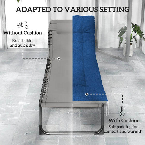 Folding Outdoor Lounge Chair Set of 2, 5-Position Reclining Patio Chaise Lounge Chairs, Tanning Chair with Cushion, Headrest, Side Pocket for Beach, Poolside, Brown/Blue