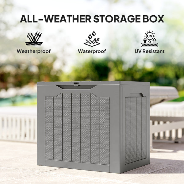 93L Plastic Garden Storage Box, Outdoor Storage Box with Handles, Waterproof Outdoor Storage Container for Garden Tools and Accessories, Khaki