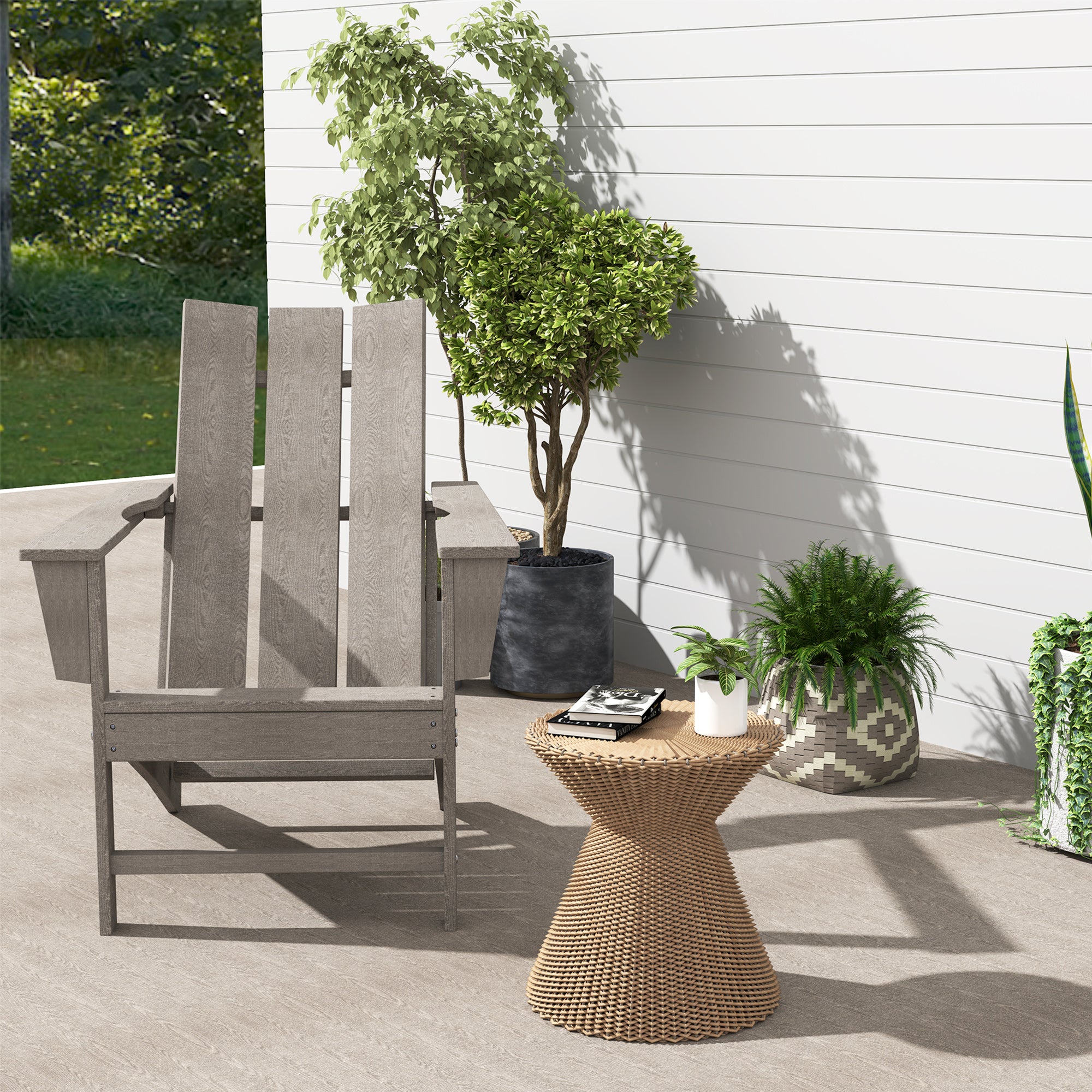 Outsunny HDPE Plastic Adirondack Chair with High Back & Wide