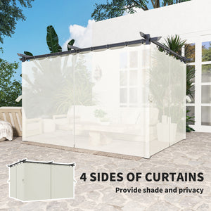 10' x 13' Retractable Pergola Canopy with Curtains, Outdoor Gazebo UPF30+ Sun Shade Shelter for Grill, Garden, Patio, Backyard, Deck, Cream White