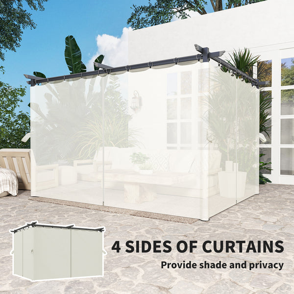 10' x 13' Retractable Pergola Canopy with Curtains, Outdoor Gazebo UPF30+ Sun Shade Shelter for Grill, Garden, Patio, Backyard, Deck, Cream White