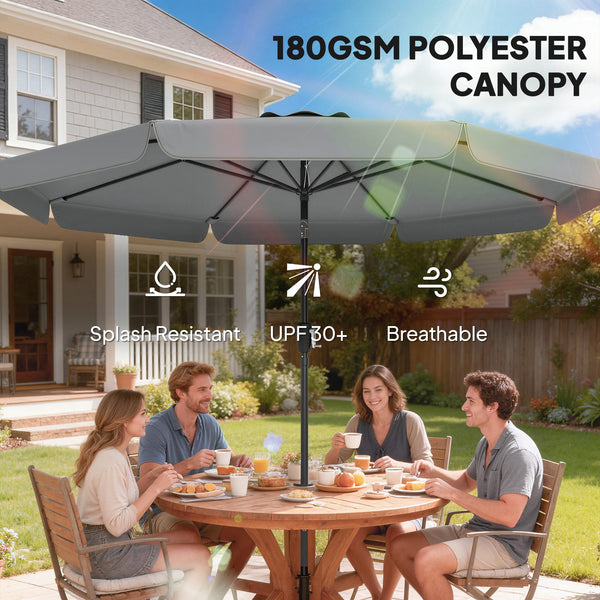 10 ft Patio Umbrella with Push Button Tilt and Crank, Outdoor Market Table Umbrella Parasol with Vent, 8 Ribs for Garden, Deck, Pool, Dark Grey