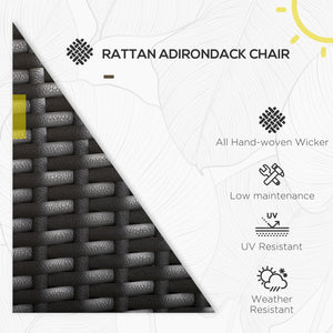 Patio Wicker Adirondack Chair, PE Rattan Outdoor Muskoka Chair, Fire Pit Chair with Cushions for Patio, Garden, Backyard, Poolside, Balcony, Deck, Grey