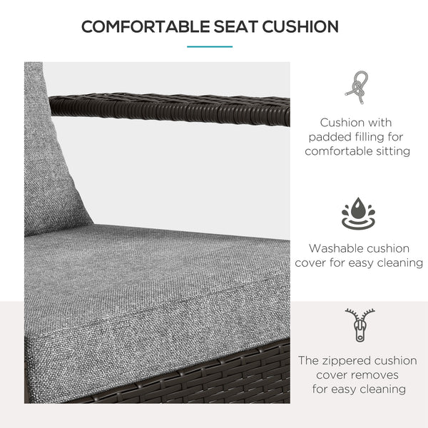 Patio Wicker Adirondack Chair, PE Rattan Outdoor Muskoka Chair, Fire Pit Chair with Cushions for Patio, Garden, Backyard, Poolside, Balcony, Deck, Grey