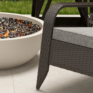 Patio Wicker Adirondack Chair, PE Rattan Outdoor Muskoka Chair, Fire Pit Chair with Cushions for Patio, Garden, Backyard, Poolside, Balcony, Deck, Grey