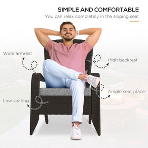 Patio Wicker Adirondack Chair, PE Rattan Outdoor Muskoka Chair, Fire Pit Chair with Cushions for Patio, Garden, Backyard, Poolside, Balcony, Deck, Grey