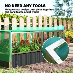 Raised Garden Bed, 5.7 x 3 x 2.3ft Steel Planter Box Outdoor with Cover, Gloves for Growing Vegetables, Flowers, Herbs, Dark Grey