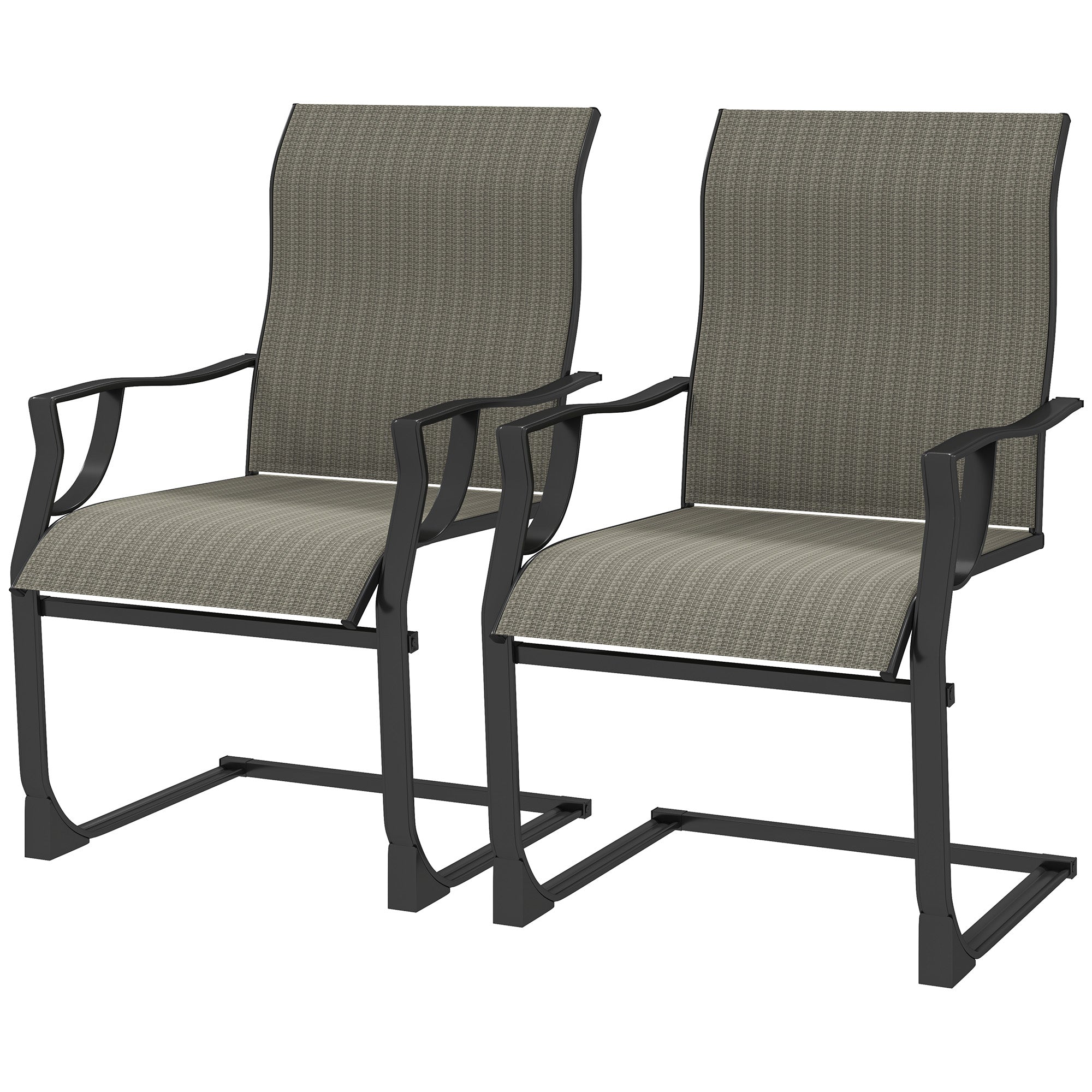 Outsunnny Patio Chairs Set of 2, C Spring Motion Outdoor Dining