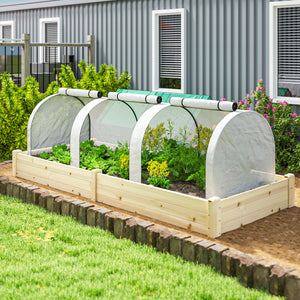 10' x 3' x 2.5' Mini Greenhouse, Portable Tunnel Green House with Roll-Up Zippered Doors, UV Waterproof Cover, Steel Frame, White