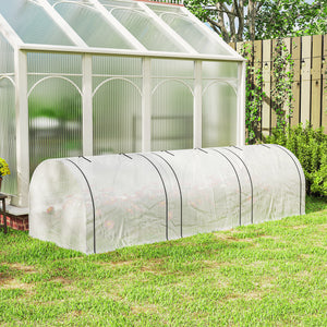 10' x 3' x 2.5' Mini Greenhouse, Portable Tunnel Green House with Roll-Up Zippered Doors, UV Waterproof Cover, Steel Frame, White