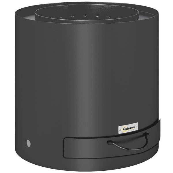 Outdoor Round Smokeless Fire Pit with Ash Tray, Wood Burning Firepit with Fire Poker for Patio Bonfire BBQ Camping, Black