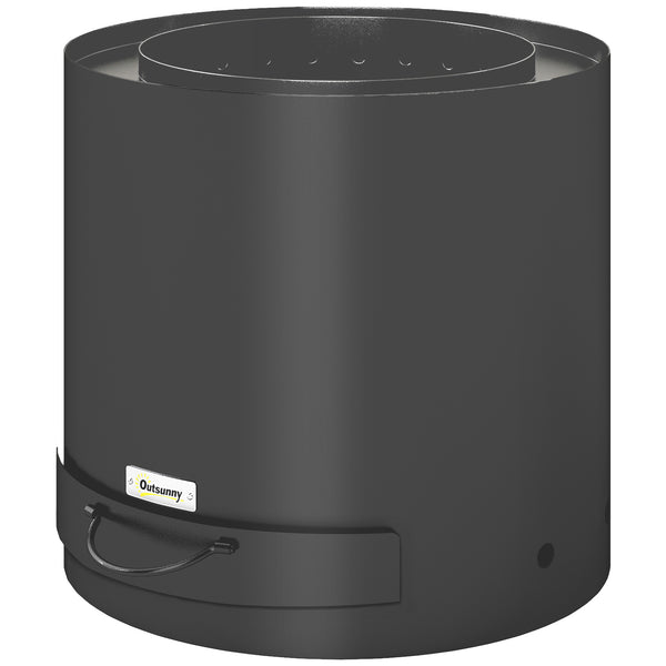 Outdoor Round Smokeless Fire Pit with Ash Tray, Wood Burning Firepit with Fire Poker for Patio Bonfire BBQ Camping, Black