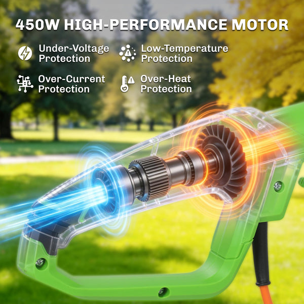2.6m Corded Extendable Hedge Trimmer with 90° Adjustable Head, 450W Telescopic Electric Hedge Cutter Long Reach with 51cm Dual Action Blades, Shoulder Strap, 10m Cable for Branches, Shrubs