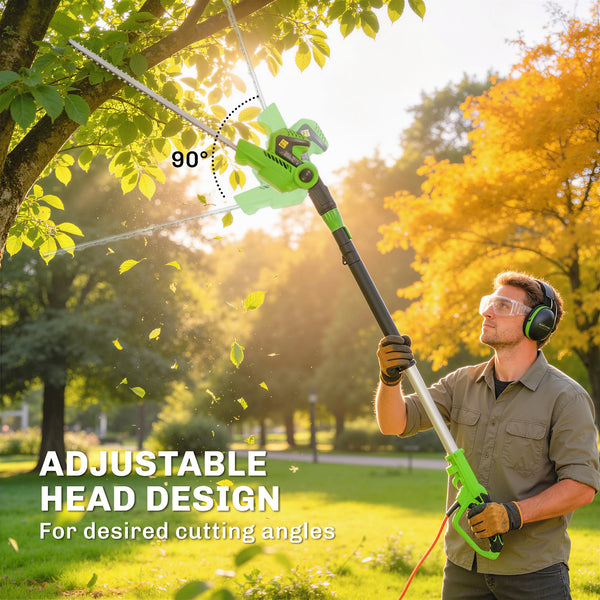 2.6m Corded Extendable Hedge Trimmer with 90° Adjustable Head, 450W Telescopic Electric Hedge Cutter Long Reach with 51cm Dual Action Blades, Shoulder Strap, 10m Cable for Branches, Shrubs