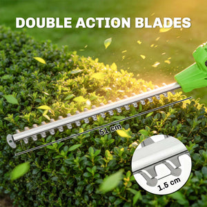 2.6m Corded Extendable Hedge Trimmer with 90° Adjustable Head, 450W Telescopic Electric Hedge Cutter Long Reach with 51cm Dual Action Blades, Shoulder Strap, 10m Cable for Branches, Shrubs