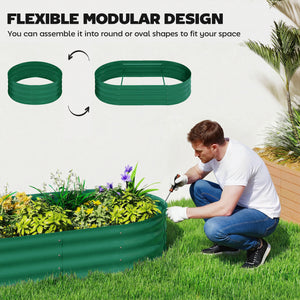 Galvanised Raised Garden Bed with Arched Trellis, 5 x 3 x 6ft Metal Outdoor Planter Box with Open Bottom Design, Modular Raised Bed with Gloves for Vegetable Flower, Easy Assembly, Green