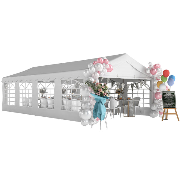 13'x26' Heavy Duty Large Party Tent & Carport with Removable Sidewalls, Windows, Portable Garage Canopy Tent, Sun Shade Shelter for Parties Wedding Outdoor Events, White