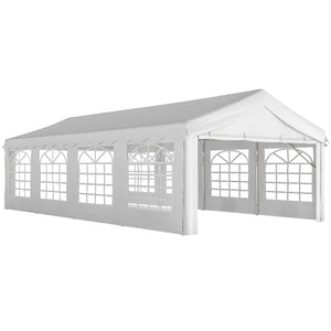 13'x26' Heavy Duty Large Party Tent & Carport with Removable Sidewalls, Windows, Portable Garage Canopy Tent, Sun Shade Shelter for Parties Wedding Outdoor Events, White