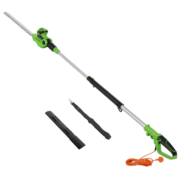 2.6m Corded Extendable Hedge Trimmer with 90° Adjustable Head, 450W Telescopic Electric Hedge Cutter Long Reach with 51cm Dual Action Blades, Shoulder Strap, 10m Cable for Branches, Shrubs
