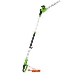 2.6m Corded Extendable Hedge Trimmer with 90° Adjustable Head, 450W Telescopic Electric Hedge Cutter Long Reach with 51cm Dual Action Blades, Shoulder Strap, 10m Cable for Branches, Shrubs