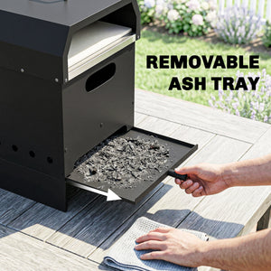 3 in 1 Outdoor Pizza Oven, Portable Wood Fired Pizza Maker with Handles, Stone and Peel, Charcoal BBQ Grill for Garden, Party, Camping, Picnic