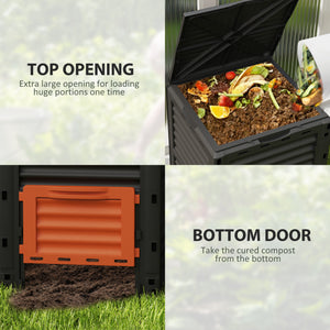 Garden Compost Bin 80 Gallon Outdoor Large Capacity Composter Fast Create Fertile Soil Aerating Box, Easy Assembly, Orange