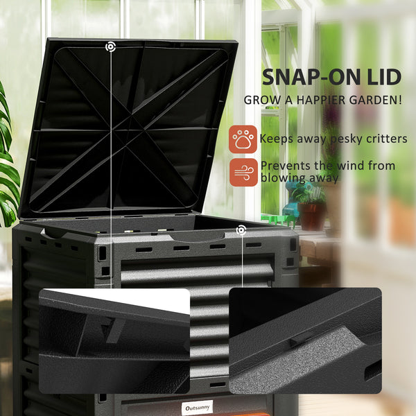 Garden Compost Bin 80 Gallon Outdoor Large Capacity Composter Fast Create Fertile Soil Aerating Box, Easy Assembly, Orange