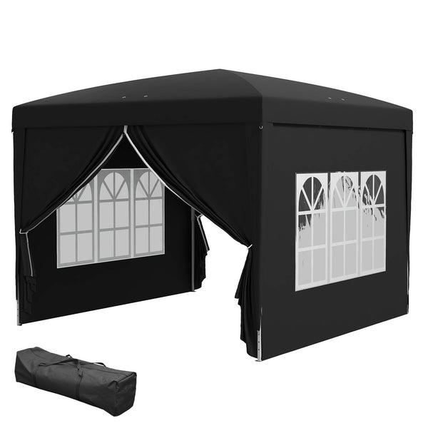 10'x10' Outdoor Pop Up Party Tent Gazebo Canopy with Carrying Bag (Black)