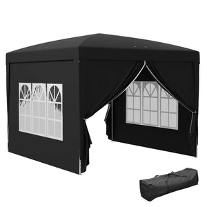 10'x10' Outdoor Pop Up Party Tent Gazebo Canopy with Carrying Bag (Black)
