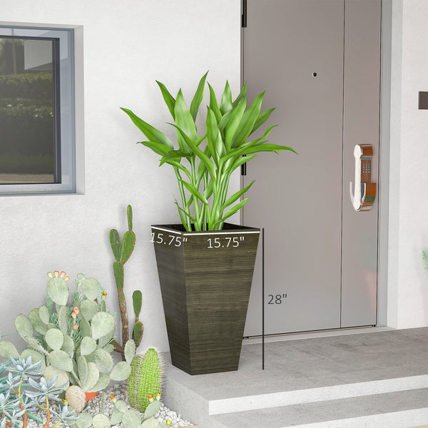 28 inch planter pot Outsunny Tall Planters, Set of 3, 28" Height, Efficient Drainage System, Perfect for Outdoor and Indoor Use, Bronze