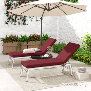 2-Piece Patio Chair Cushions Pillows, Seat Replacement Patio Cushions Set with Ties for Indoor Outdoor Garden Furniture, Wine Red