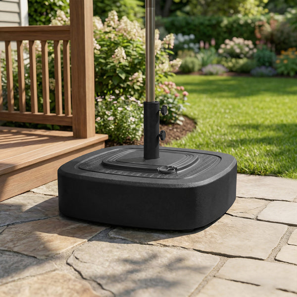 Patio Umbrella Base with Wheels, Umbrella Stand with 110 lbs. Sand or 86 lbs. Water Filled, Outdoor Umbrella Stand Holder for 1.5"/1.9" Poles for Lawn, Poolside, Black