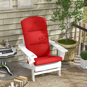 Outdoor Adirondack Chair Muskoka Chair Cushion, Patio Chair Cushion with Back Cushion and Ties, Water Repellent Replacement Seat Pads for Fire Pit Chairs, Wine Red