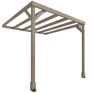2.4 x 2.4m Lean-To Wooden Pergola Kit, Decorative Garden Gazebo with Stable Structure and Concrete Anchors, Grape Trellis for Climbing Vines, Flowers, Garden Patio, Light Brown